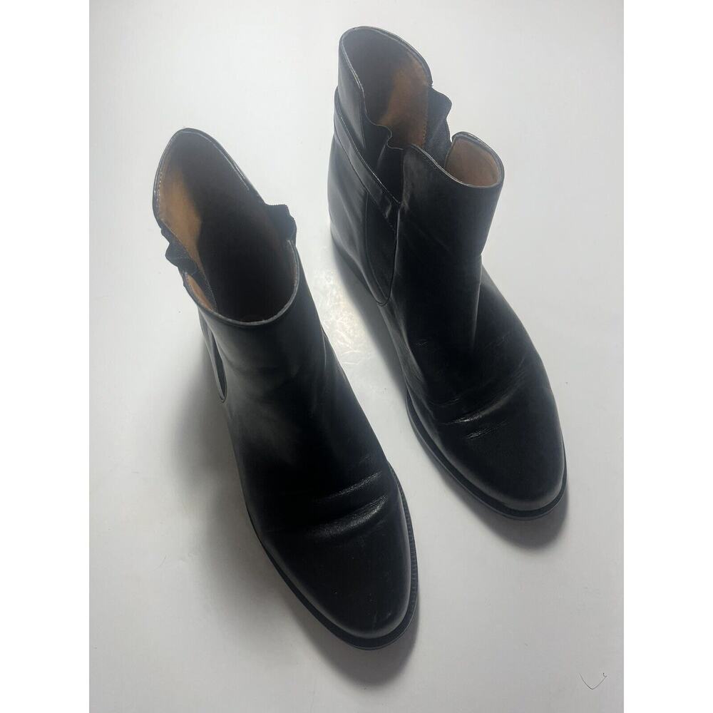 Ralph Lauren Ankle Boots Size 8.5B Black Leather Buckle Side Zip